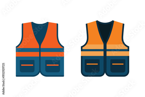 Safety vest vector illustration, workwear concept, protective uniform for construction workers