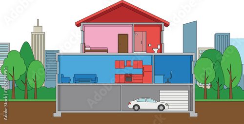 Set of futuristic sci-fi danger warning screens, hazard symbols, biohazard icons, radiation alerts, and lethal threat digital interface, flat vector illustration.