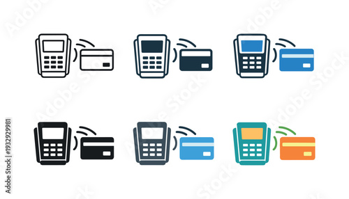 Cashless purchase symbol portraying a card hovering beside a reader with curved motion waves to express tap to pay convenience,