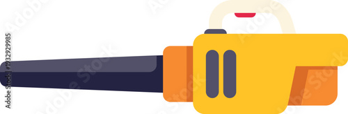 Yellow and black leaf blower cleaning garden leaves