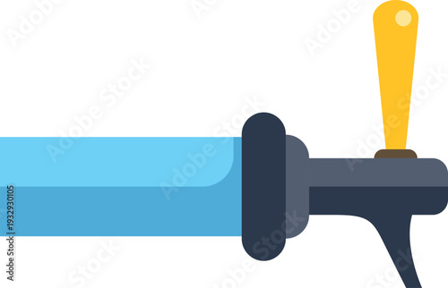Beer tap drawing with a yellow handle for dispensing refreshing beverages