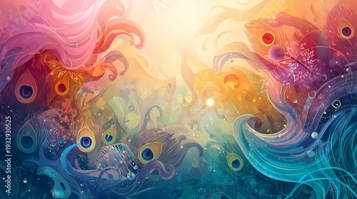 Modern sacred art background with luminous tones and harmonious cultural inspiration