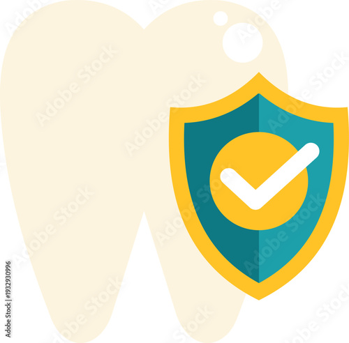 Tooth icon with a shield and checkmark symbolizing dental health and protection