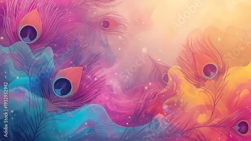Vibrant devotional art background inspired by sacred love and colorful festival energy