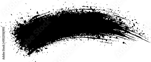 Grungy Black Ink Brush Stroke and Splatter Texture Element