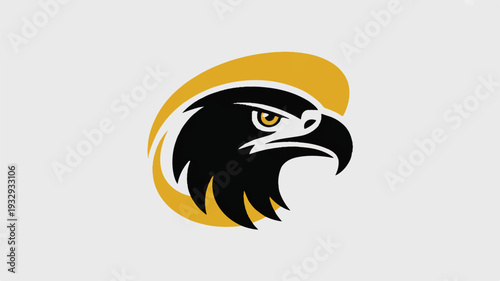 A stylized logo design of an eagle's head in black and gold colors against a white background (3)_traced