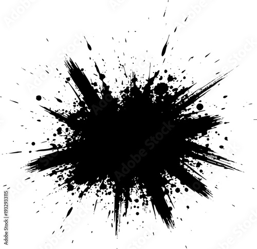 Abstract Black Ink Splatter Burst Grunge Design Element