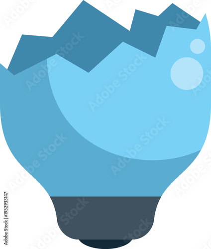 Broken lightbulb vector illustrating a failed concept or end of innovation