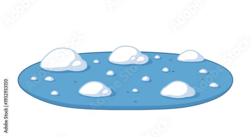 Ice Floes Vector Illustration, Flat Design, Arctic Scene for Design and Decoration