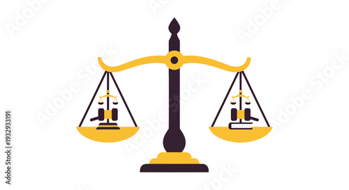 Justice scales vector illustration, flat design, law and order concept, legal system image