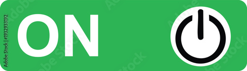 Green on button with white text and power symbol