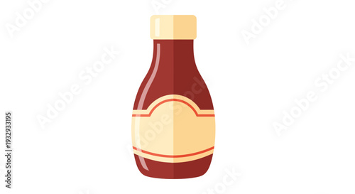 Ketchup bottle vector illustration, flat design, food and drink concept