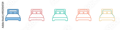 Double Bed Icon Set Multiple Style Collection