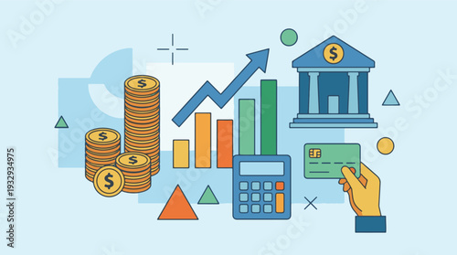 Financial Growth and Investment Concept with Business Elements Illustration