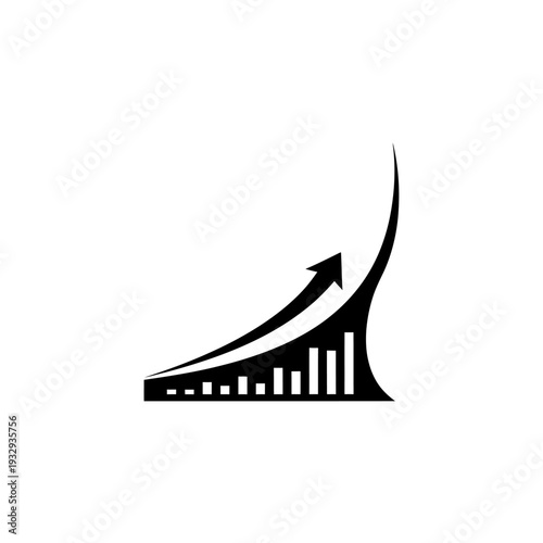 Financial Growth Chart with Upward Arrow and Bar Graph