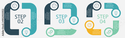 Square arrows circle infographic set. Process chart, cycle diagram for business. Steps business data visualization timeline process infographic template design. 