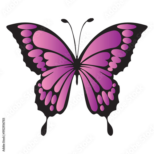 Canvas Print Purple butterfly vector illustration flat purple butterfly icon Victor Art