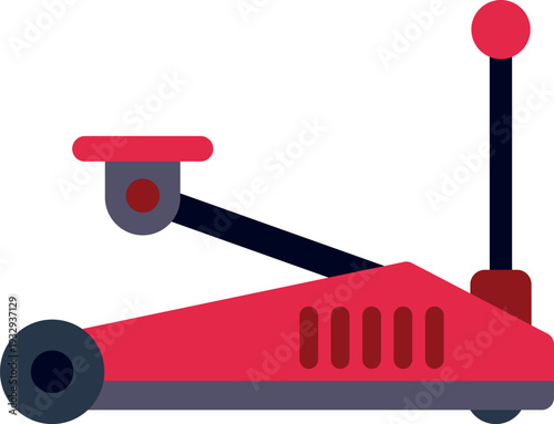 Red hydraulic floor jack illustration designed for vehicle repair and maintenance support