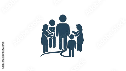 Family illustration featuring people standing together in unity and support