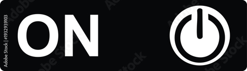 Black on switch button with white text and power symbol