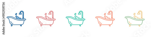 Bathtub Icon Set Multiple Style Collection