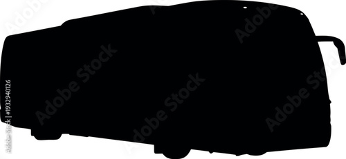Black Silhouette of Modern Bus Isolated on White Background for Transport and Travel Design