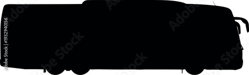 Black Silhouette of Modern Coach Bus Isolated on White Background for Transport and Travel Concepts