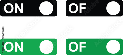 Black and green on off switch buttons