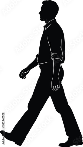 Black Silhouette Set of People Sitting in Chairs Lounging on Floor Walking Man Saluting Officers and Standing Dairy Cow Vector