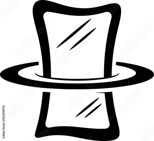 Black and White Magic Hat Icon Isolated on White Background for Logo and Graphic Design