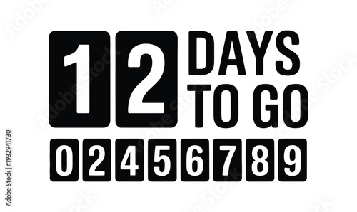 Event Countdown Timer Asset with 12 Days To Go Display and Full Digital Number Set for Marketing and Product Launch Graphics