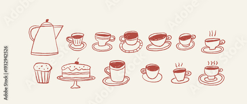 Hand Drawn Retro Breakfast vector illustrations. Playful sketch style food illustration
