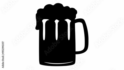 Frothy beer mug icon for pub or brewery branding