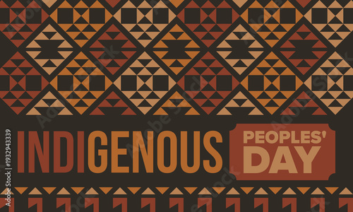 Indigenous Peoples' Day. Native American Day. American Indian culture. Heritage Month. Celebrate annual in United States. Tradition pattern. Poster, card, banner and background. Vector illustration