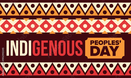 Indigenous Peoples' Day. Native American Day. American Indian culture. Heritage Month. Celebrate annual in United States. Tradition pattern. Poster, card, banner and background. Vector illustration