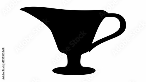 Elegant black trophy cup on pedestal base with handle
