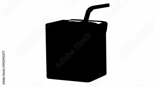 Black carton with straw for refreshing drink