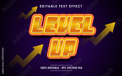 Level Up Editable Text Effect with Golden Arrows.