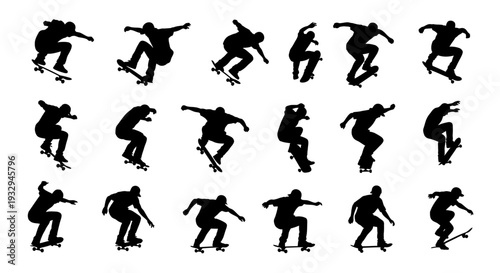 Skateboarder Silhouette: Dynamic silhouettes capture the essence of skateboard tricks and movement, offering a visual journey through skateboarding.