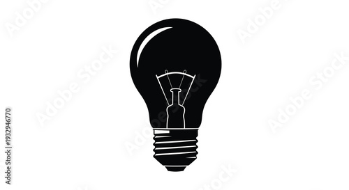A stark black silhouette of a classic edison style lightbulb against a clean white background silhouette high quality professional detailed