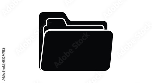 A stark depiction of stacked file folders rendered in bold black against a white backdrop silhouette high quality professional