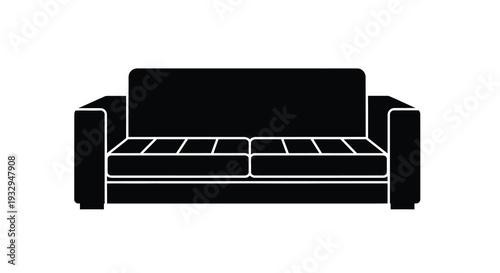 A minimalist black silhouette of a modern sofa showcasing its simple form and clean lines silhouette high quality professional