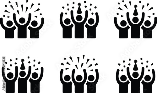 Vector silhouettes of hands holding fork knife and spoon cutlery icons for restaurant and food design