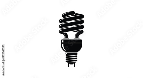 A stark black silhouette of a compact fluorescent lamp showcasing energy efficiency and modern lighting design silhouette high quality