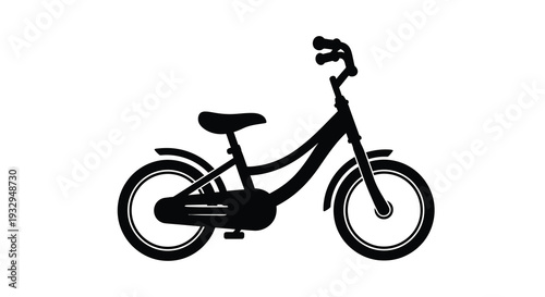A striking black graphic depicts a child s bicycle showcasing its classic design as a bold silhouette high quality professional