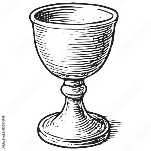 Vintage Holy Chalice Engraving Illustration Christian Communion Religious Worship