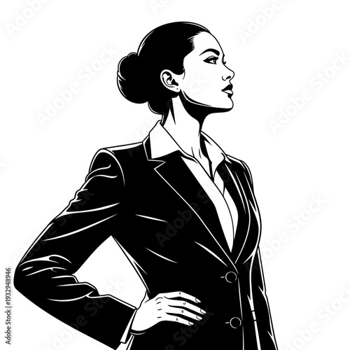 Confident Businesswoman in Suit - Vector Illustration of Female Leadership.