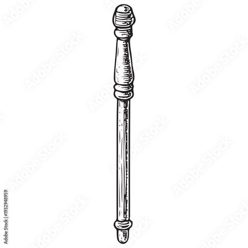 Vintage Ceremonial Religious Staff Engraving Illustration Sacred Worship Ritual Symbol