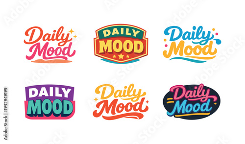Clean modern holiday banner illustration displaying modern lettering logo set for Daily Mood, professional logo-style typography