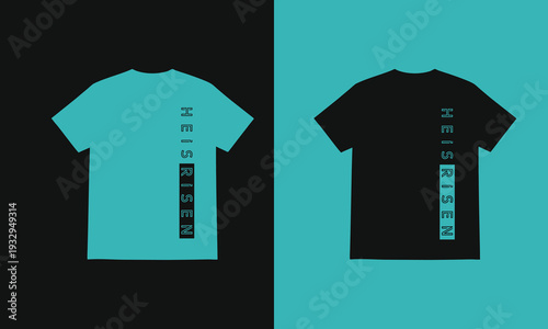 High-quality flat lay image of two blank t-shirts featuring bold neon 'he is risen' text designs, set against a vibrant teal gradient background for fashion and apparel use.